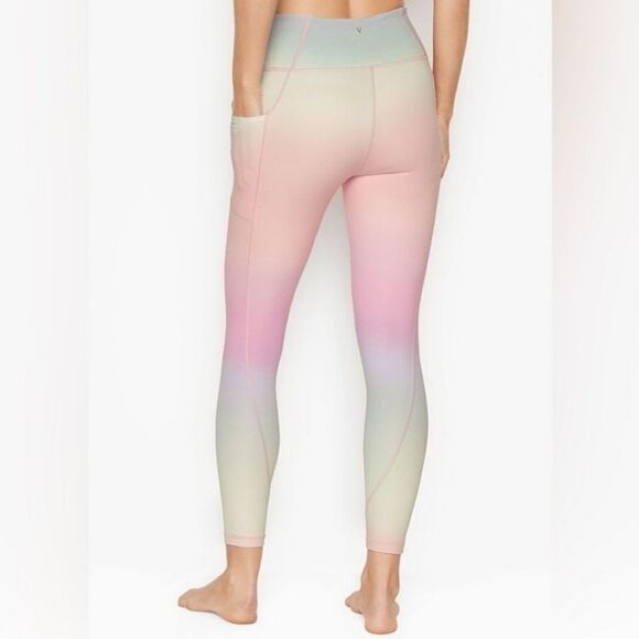 Victoria’s Secret High Rise Pastel Rainbow Side Pockets Yoga Pants Leggings Sz 8 - Picture 2 of 9